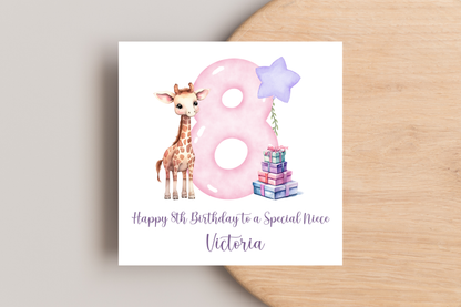 Personalised Giraffe Birthday Card