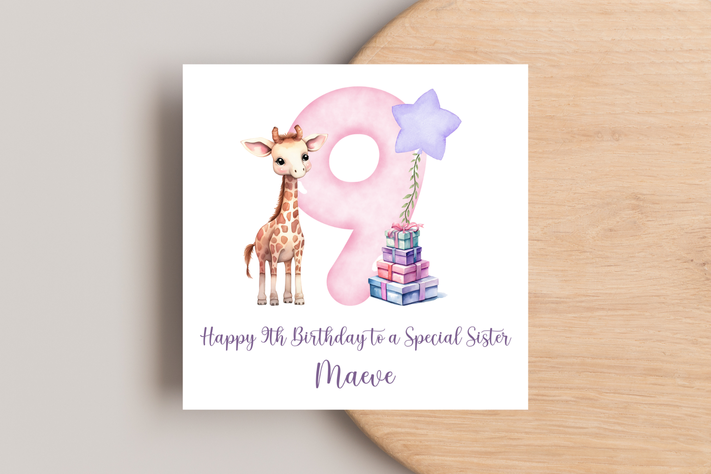 Personalised Giraffe Birthday Card