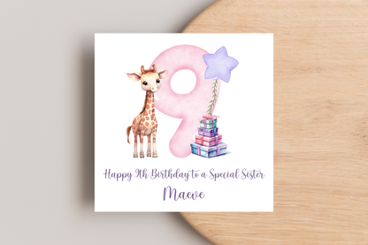 Personalised Giraffe Birthday Card