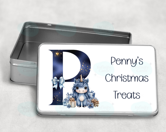 Personalised Unicorn Christmas Tin