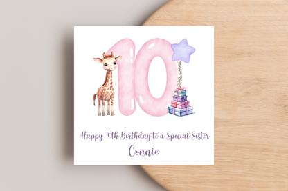 Personalised Giraffe Birthday Card