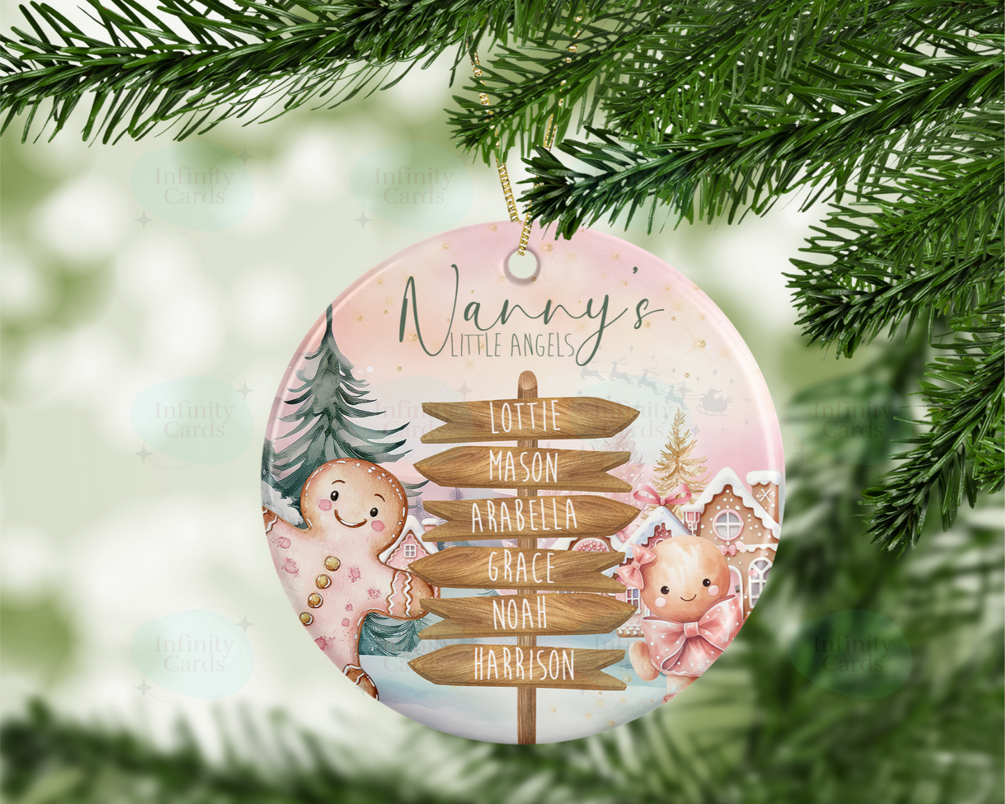 Personalised Gingerbread Family Names Christmas Bauble