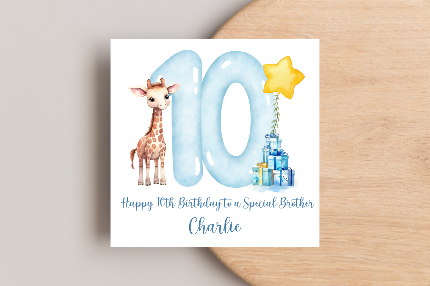 Personalised Giraffe Birthday Card for boys