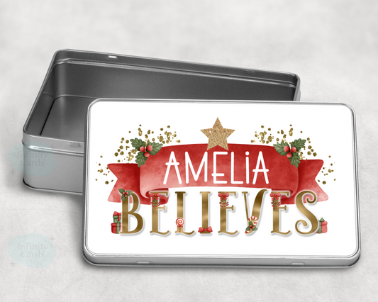 Personalised Believes Christmas Treat Tin