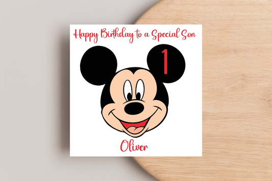 Mickey Mouse Birthday Card - Personalise with Name & Age