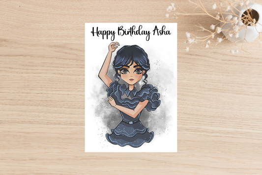 Personalised Wednesday Addams Birthday Card
