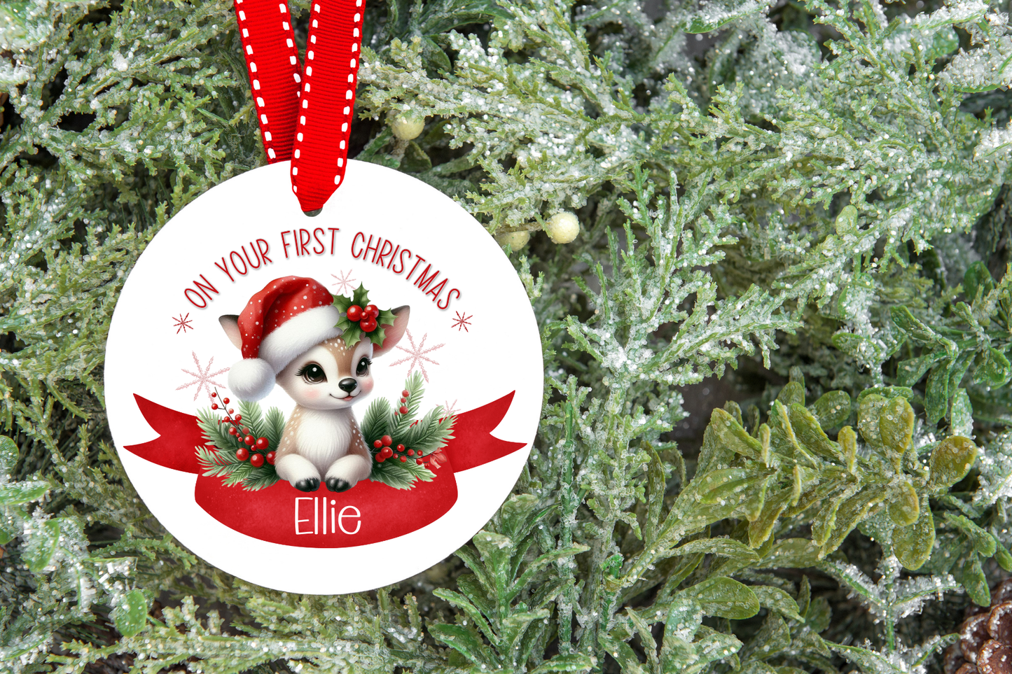 Personalised Reindeer 1st Christmas Bauble