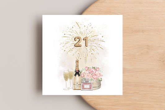 Firework 21st Birthday Card for Her