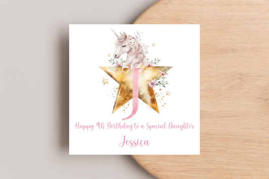 Personalised Unicorn Birthday Card
