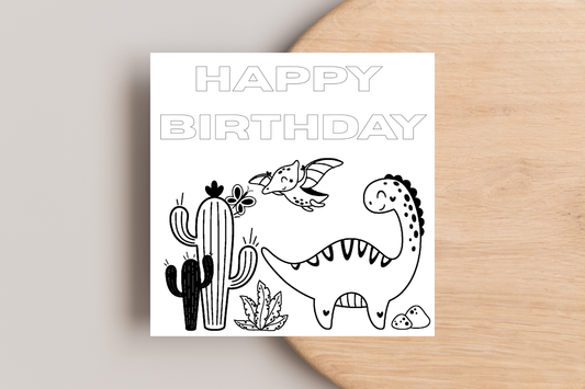 Dinosaur Colour in Birthday Card