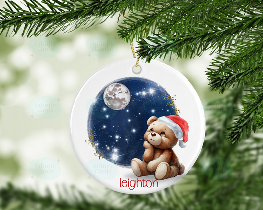 Personalised Bear and the Moon Christmas Tree Decoration