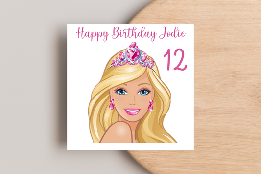 Personalised Barbie Birthday Card