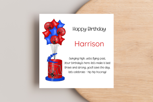 Personalised Spiderman Inspired Birthday Card
