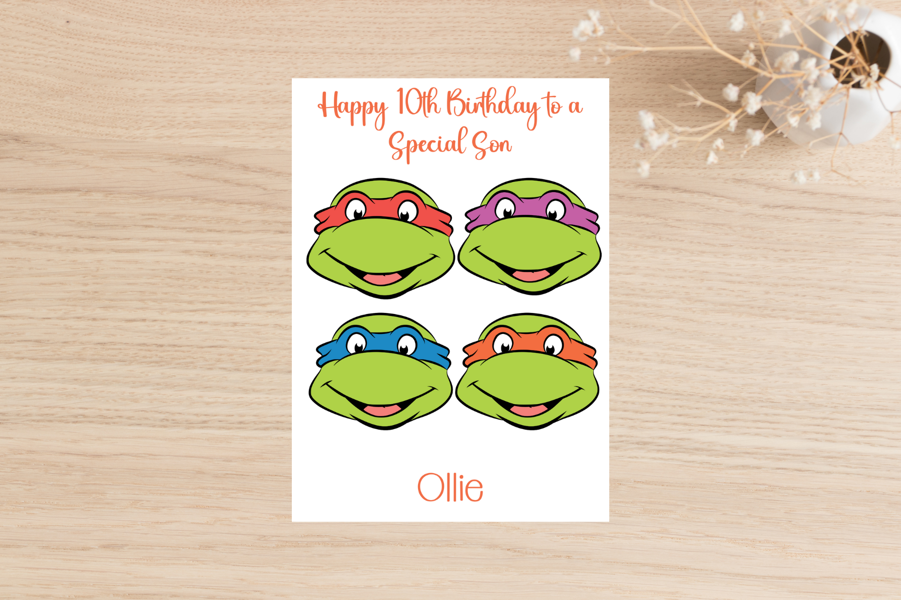 Ninja Turtle Birthday Card- Personalisable