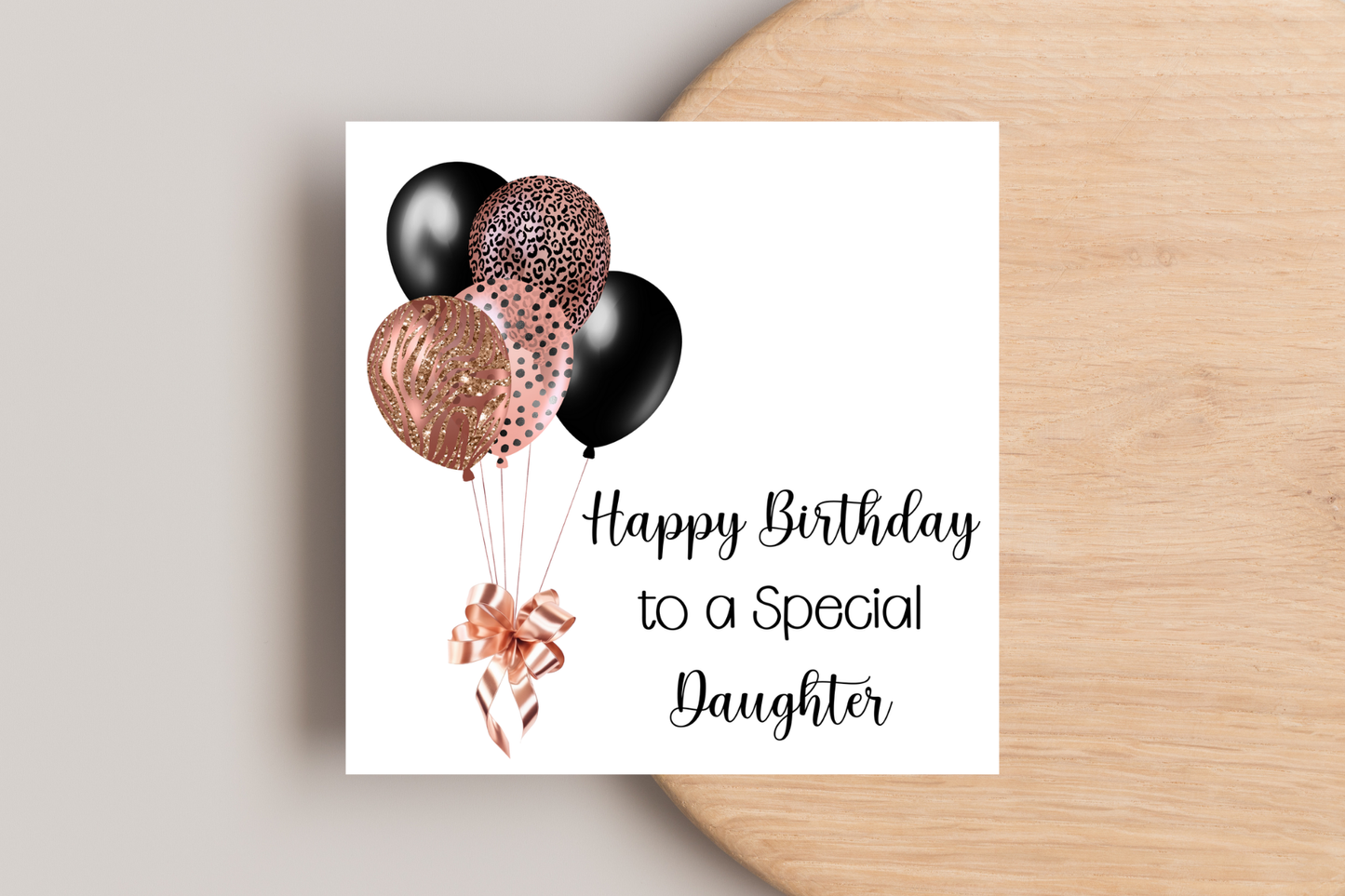 Personalised Rose gold Balloons Birthday Card