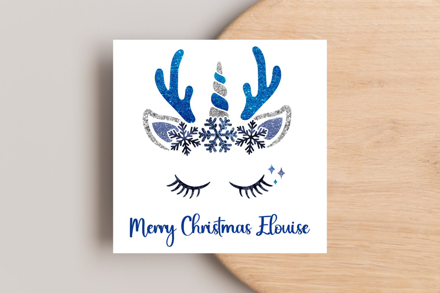 Personalised Unicorn  Face Christmas Card