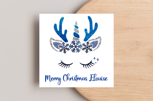 Personalised Unicorn  Face Christmas Card