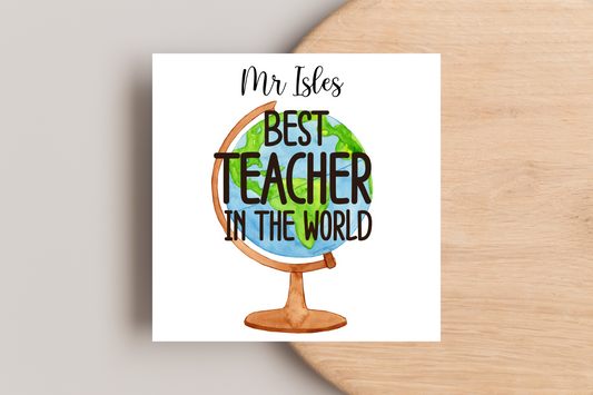 Personalised Best Teacher in the World End of Year Card