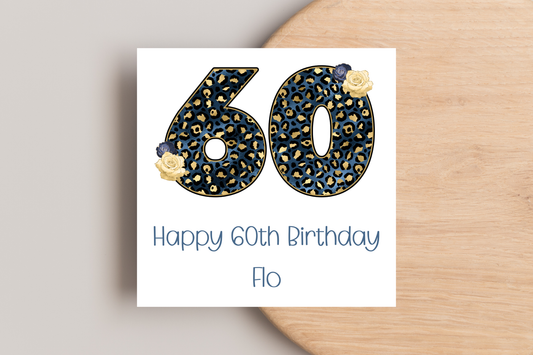 Personalised Leopard Print 60th Birthday Card