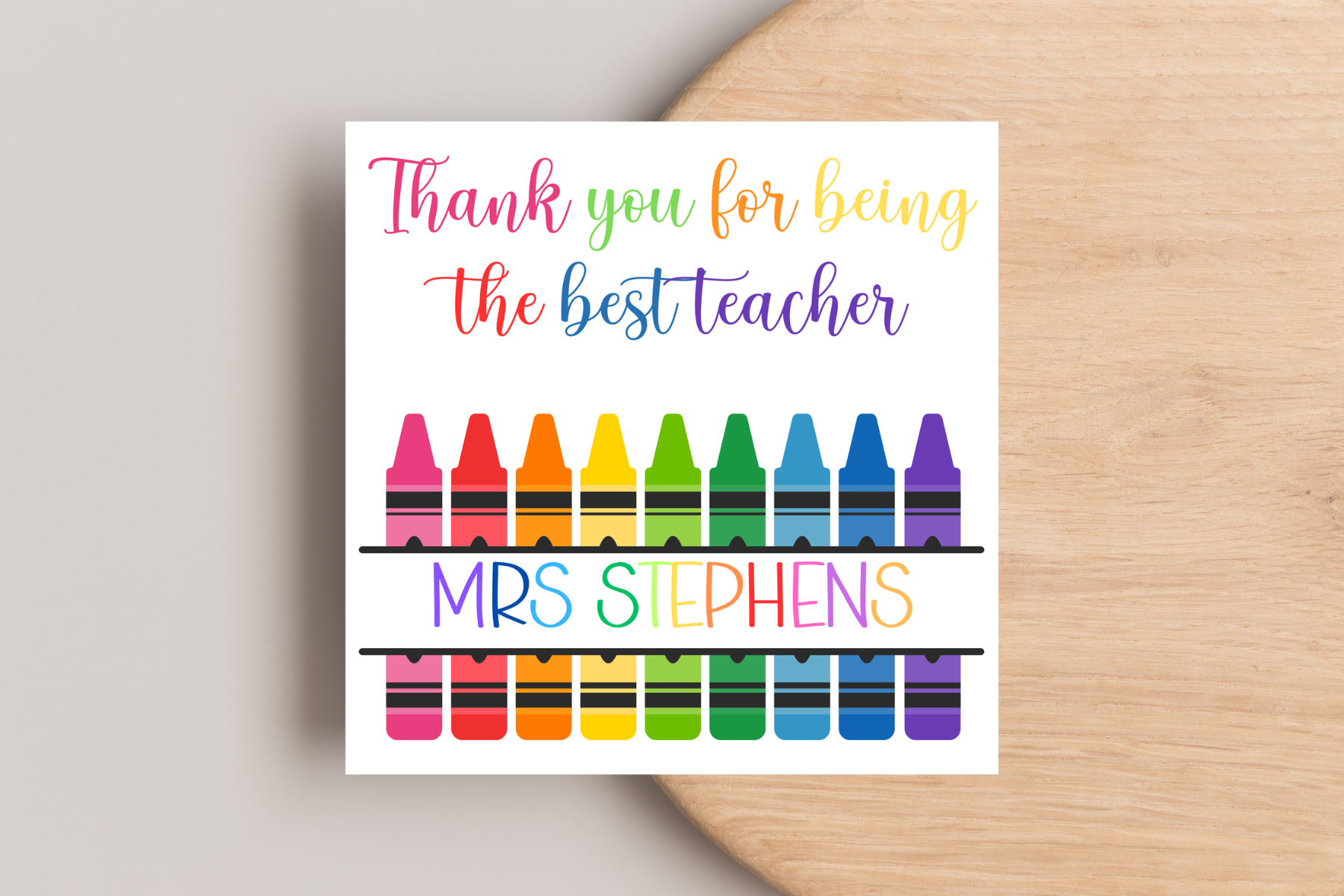 Personalised Thank You Teacher End of Year Card - Bright Designs