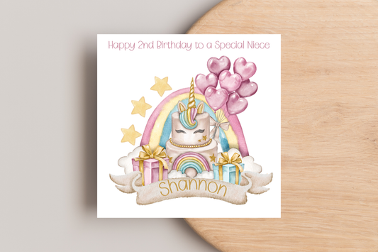Personalised Unicorn Birthday Card