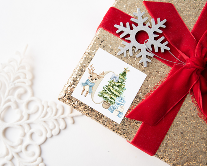Personalised Blue Reindeer Christmas Present Labels