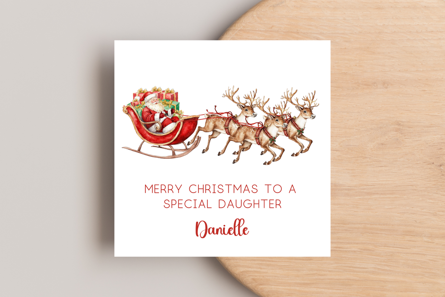 Personalised Santa and his Sleigh Christmas Card