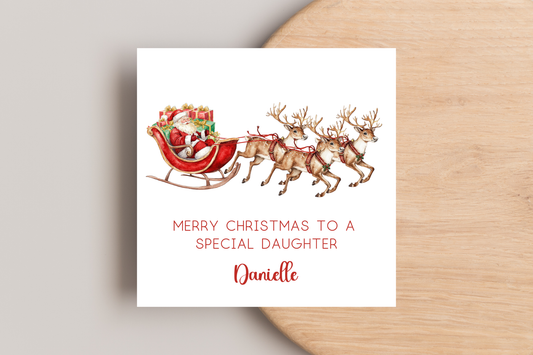 Personalised Santa and his Sleigh Christmas Card