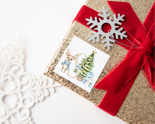 Personalised Blue Reindeer Christmas Present Labels