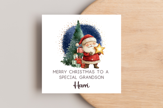 Personalised Santa and Shining Star Christmas Card