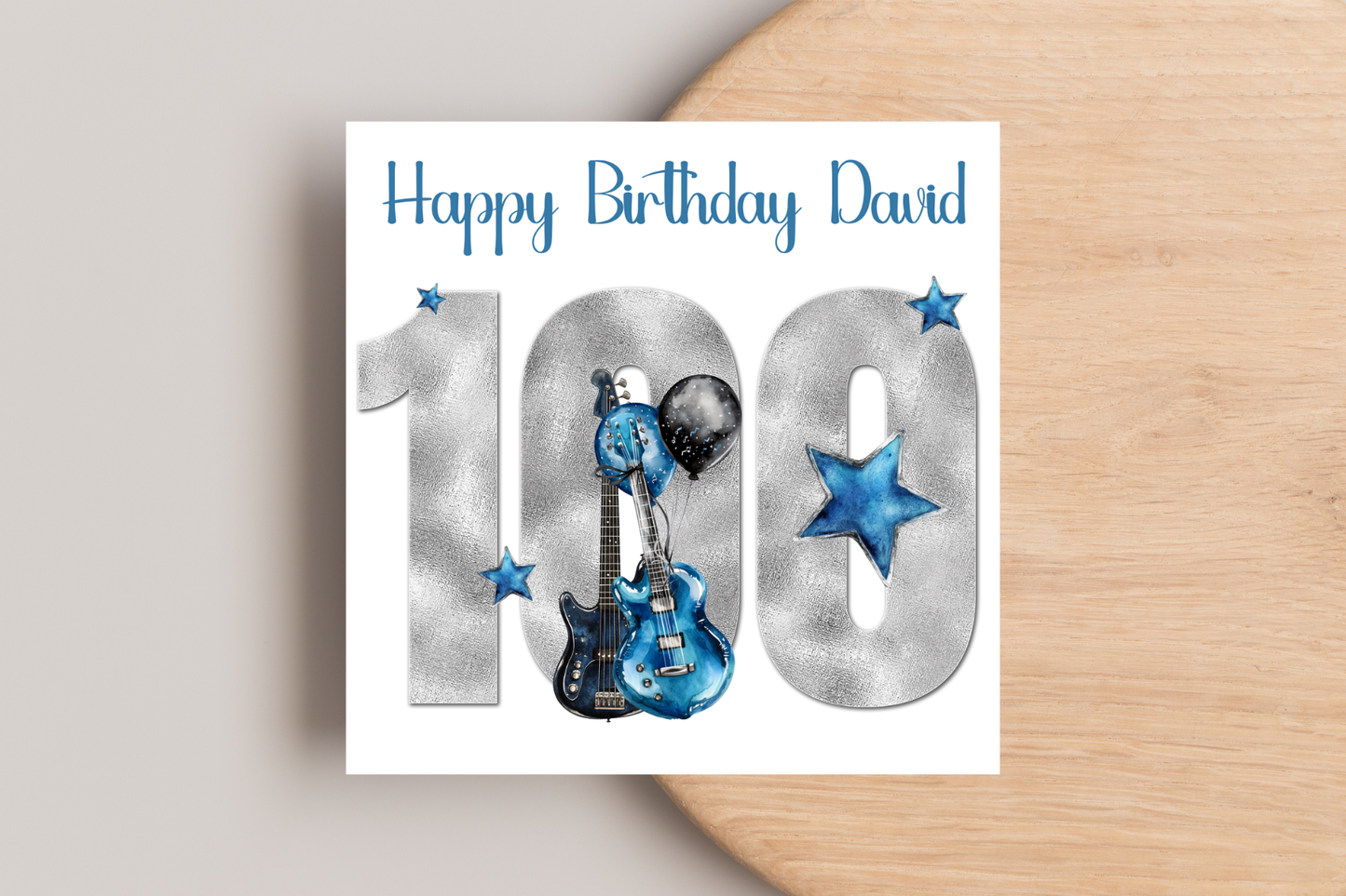 Personalised Guitar 100th Birthday Card
