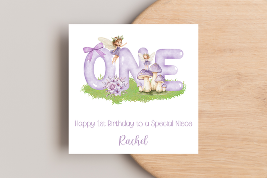 Personalised Fairy 1st Birthday Card