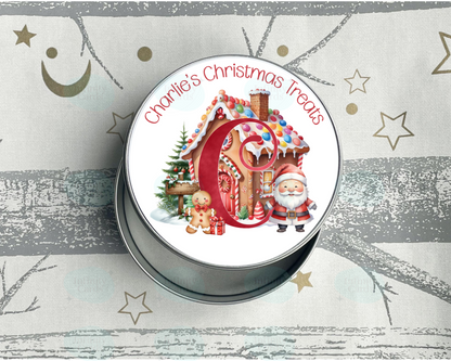 Personalised Gingerbread House Christmas Treats Tin