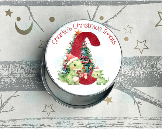 Personalised Dinosaur Christmas Treats Tin