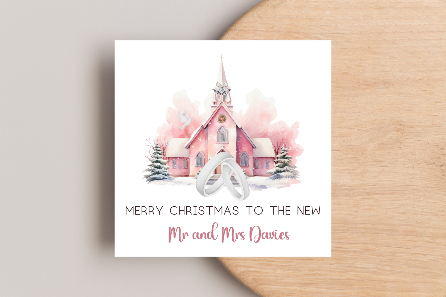 Personalised Merry Christmas to the New Mr and Mrs Christmas Card