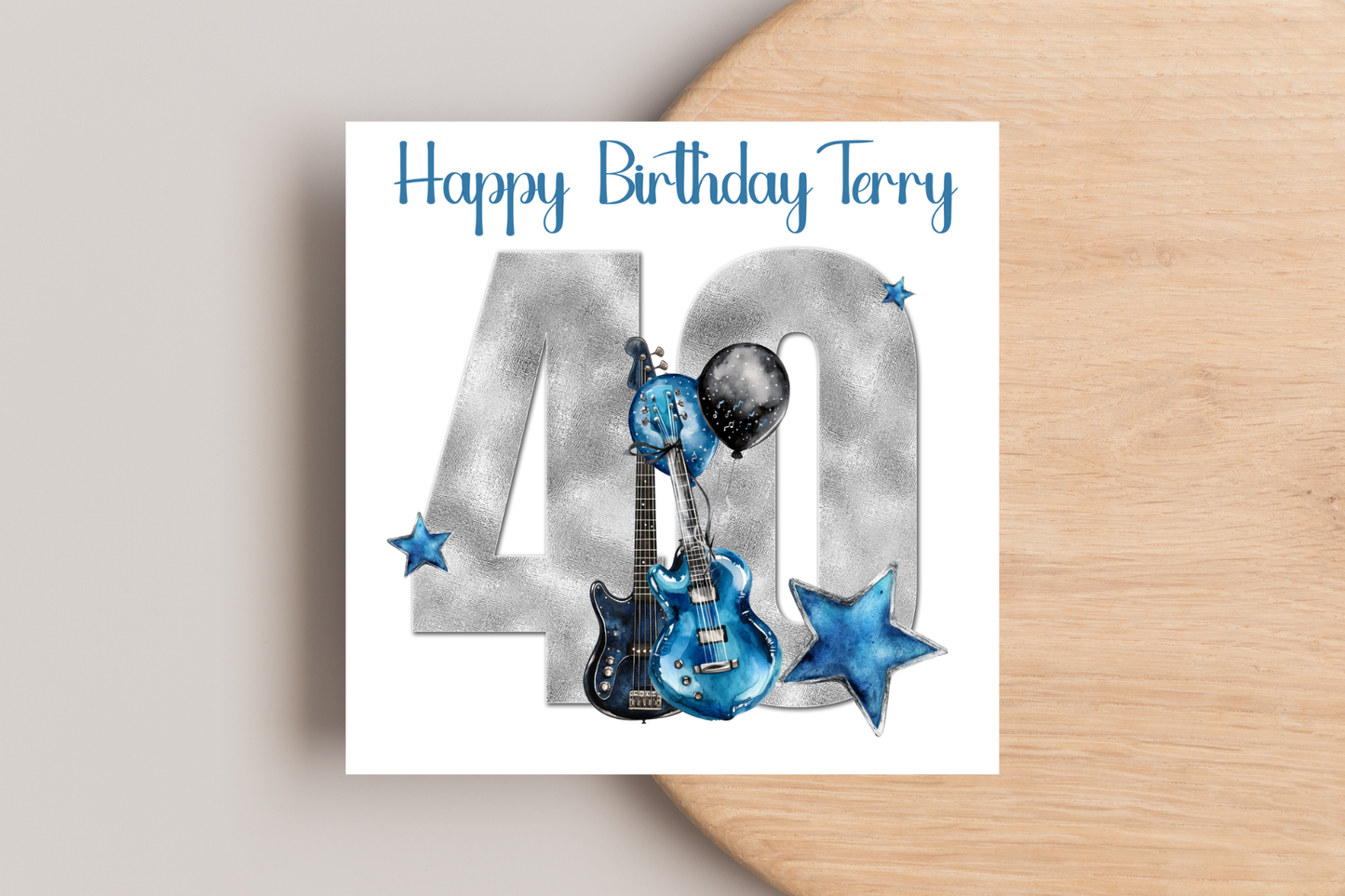 Personalised Guitar 40th Birthday Card