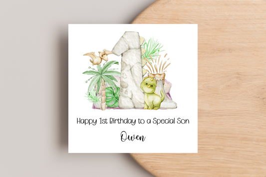 Personalised Dinosaur 1st Birthday Card