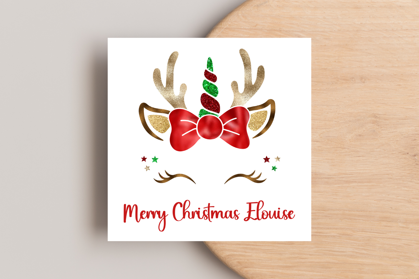 Personalised Unicorn  Face Christmas Card