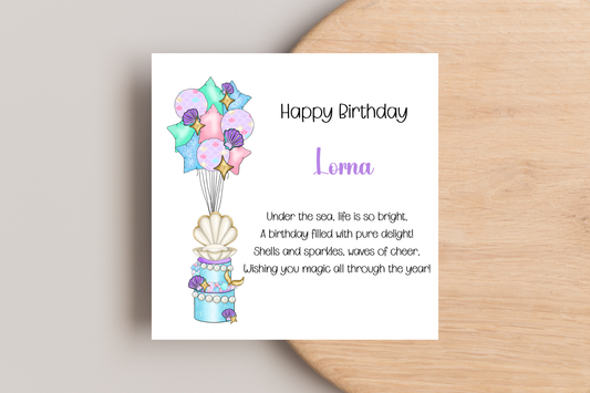 Personalised Mermaid Inspired Birthday Card
