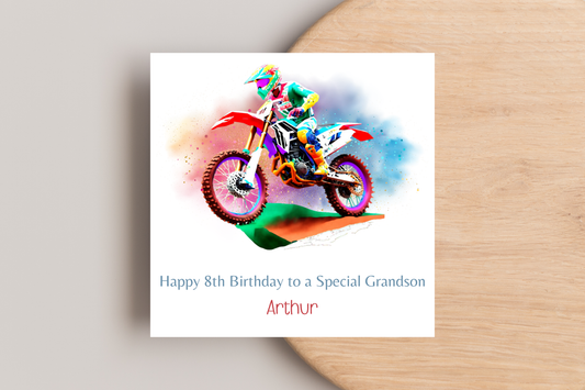 Personalised Motocross Birthday Card