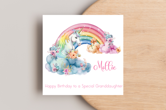 Personalised Unicorn Birthday Card