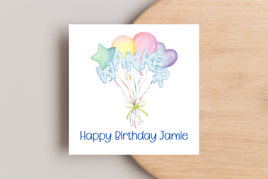 Funny Rude Wanker Balloons Birthday Card