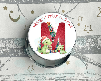Personalised Dinosaur Christmas Treats Tin
