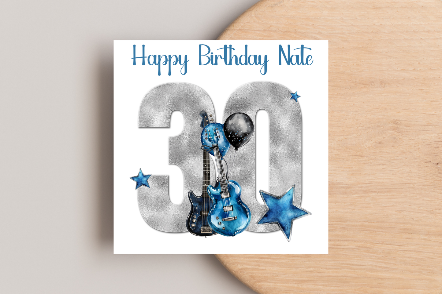 Personalised Guitar 30th Birthday Card