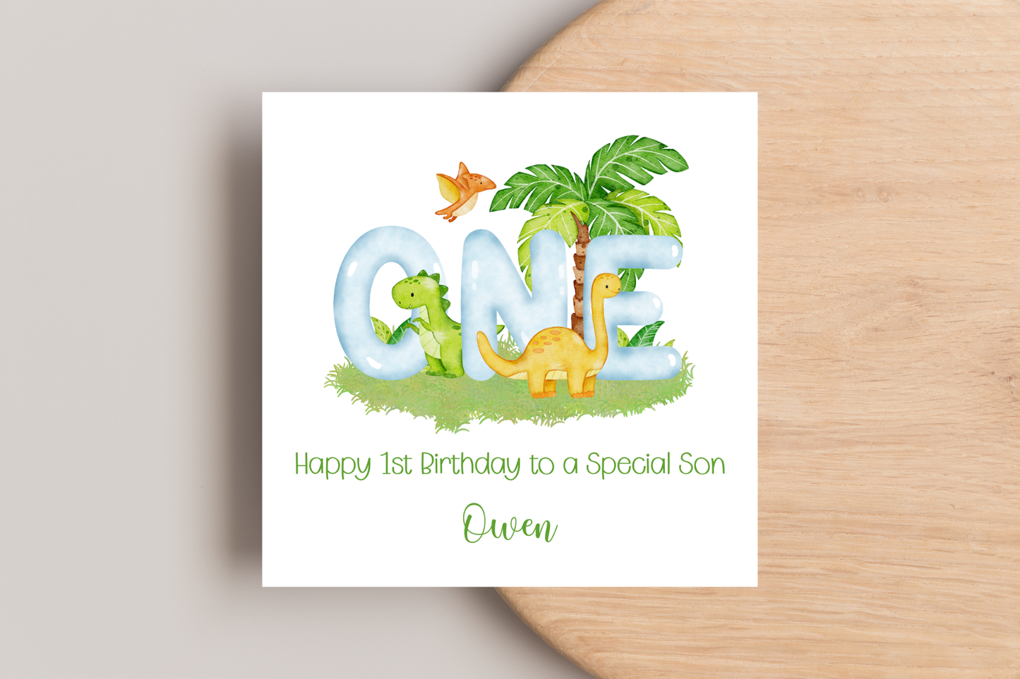 Personalised Dinosaur 1st Birthday ONE Card