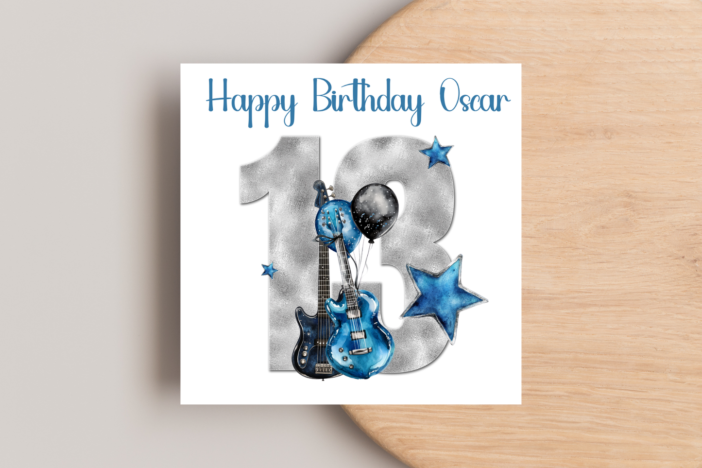 Personalised Guitar 13th Birthday Card