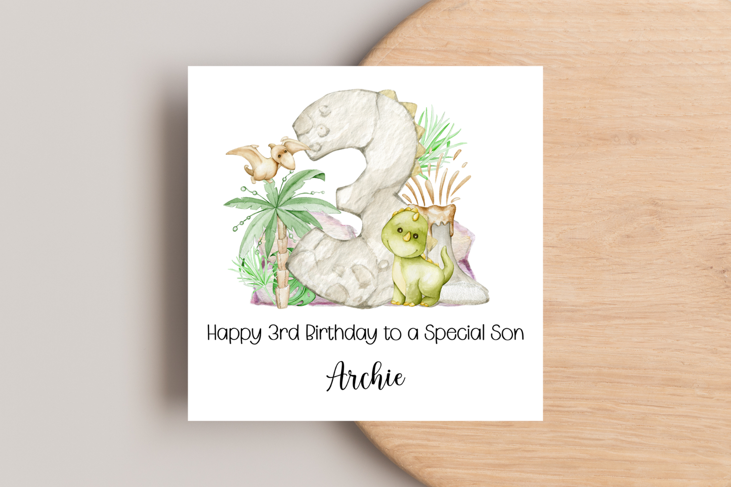Personalised Dinosaur 3rd Birthday Card