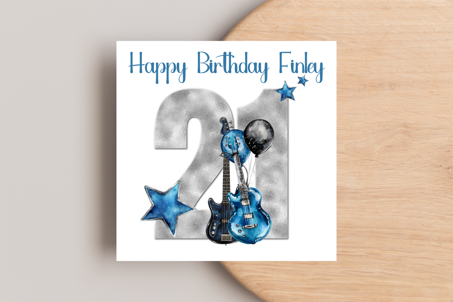 Personalised Guitar 21st Birthday Card