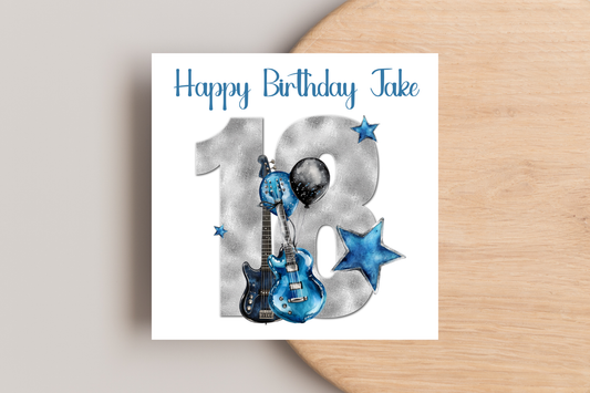 Personalised Guitar 18th Birthday Card