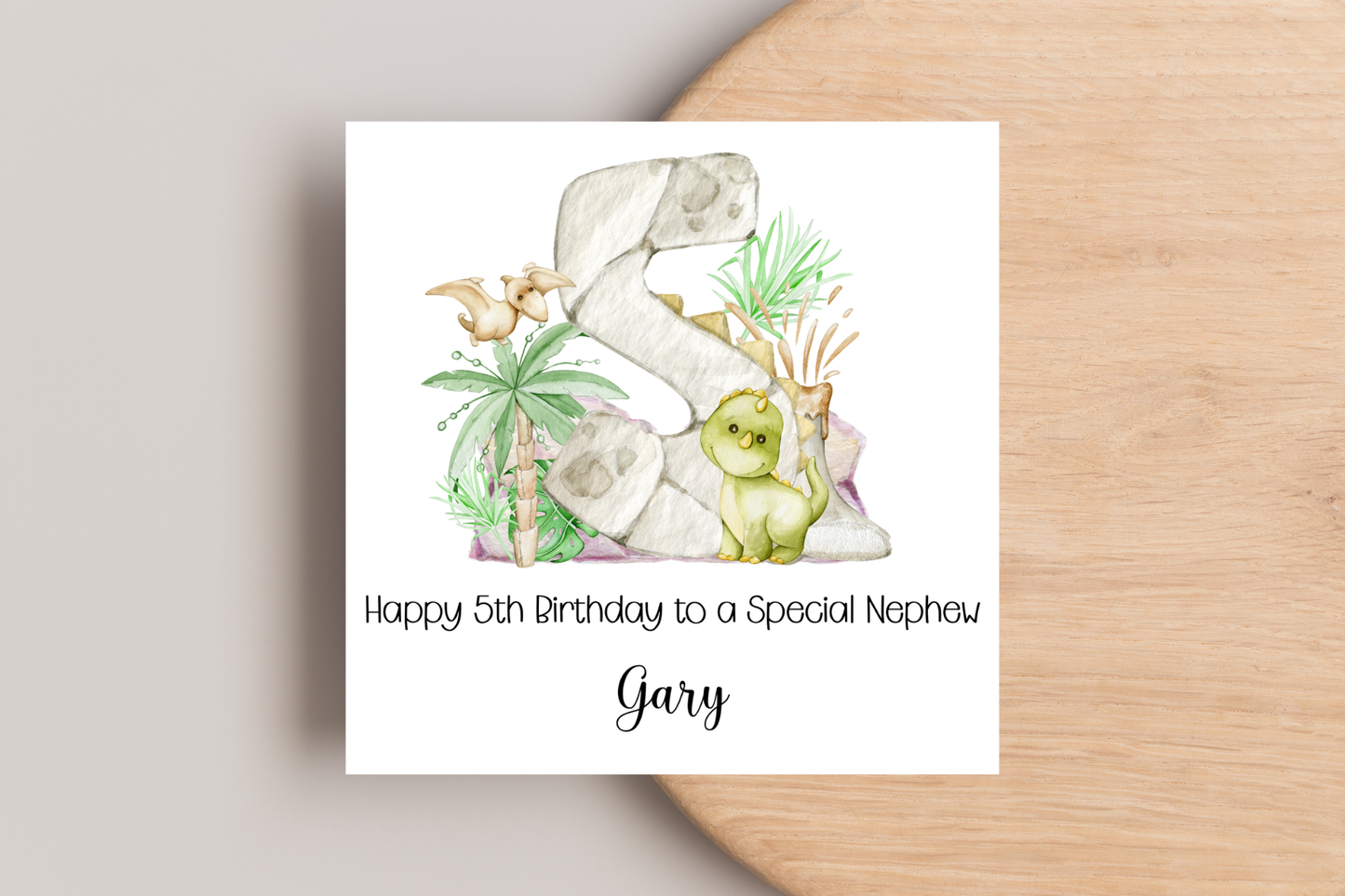 Personalised Dinosaur 5th Birthday Personalised Card